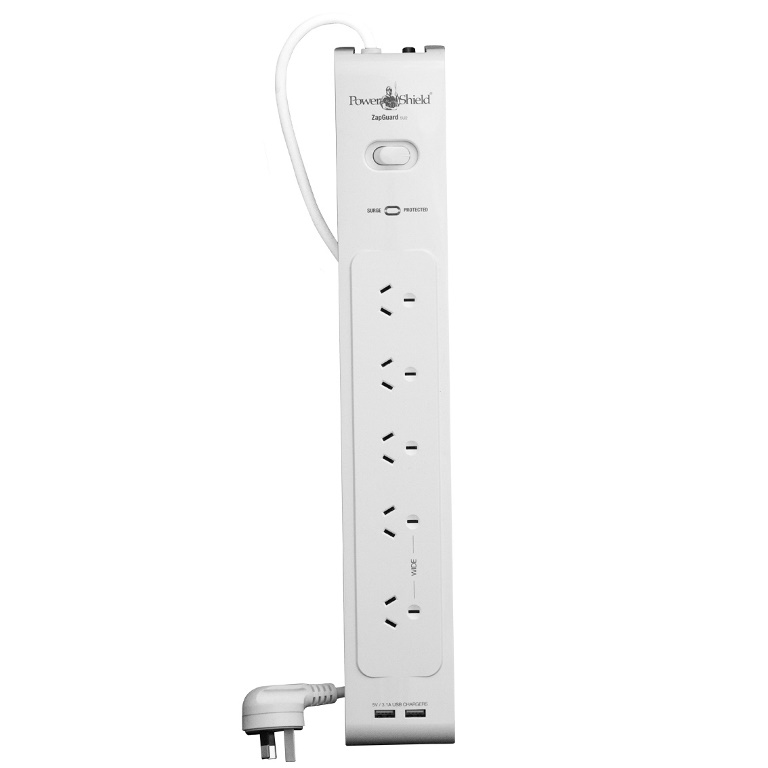 [9346909001061] 9346909001061 PowerShield PSZ5U2 ZapGuard 5 Way Power Surge Filter Board, 2 x USB Connectors, Wide Spaced Sockets, Wall Mountable, $40,000 Connected Equipment