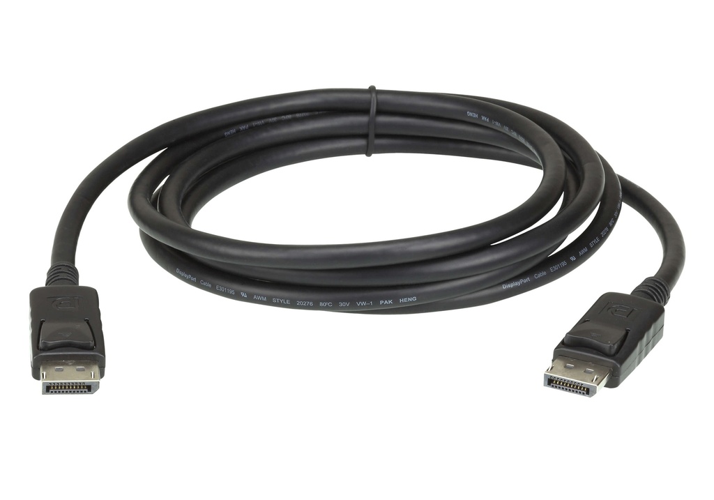 [4719264649684] 4719264649684 Aten 4.6m DisplayPort Cable, supports up to 4K (3840 x 2160 @ 60Hz), DP 1.2, High Bit Rate 3 (HBR3) bandwidth of 21.6 Gbps