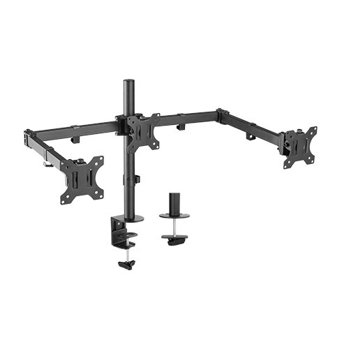 [6956745159968] 6956745159968 Brateck Triple Screens Economical Double Joint Articulating Steel Monitor Arms, Extended Arms  Free Rotated Double Joint,Fit 13"-27" Up to 7kg. (LS)
