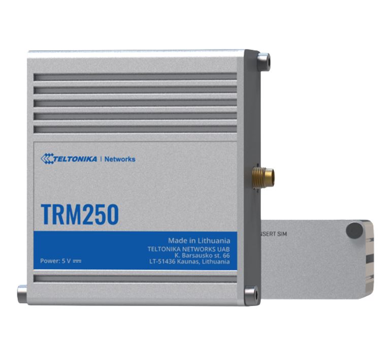 [4779027312781] 4779027312781 Teltonika TRM250 Industrial Cellular Modem, 4G/LTE (Cat M1), NB-IoT, Small Size, USB Interface for Internet Access, External Antenna, PSU excluded