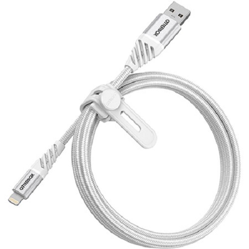[840104218082] 840104218082 OtterBox Lightning to USB-A Premium Cable (1M) - White (78-52640), 3 AMPS (60W), MFi,10K Bend/Flex,480Mbps Transfer,Braided, 2 Years Warranty