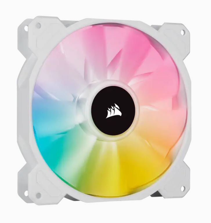 [840006637783] 840006637783 Corsair White SP140 RGB ELITE, 140mm RGB LED Fan with AirGuide, Single Pack