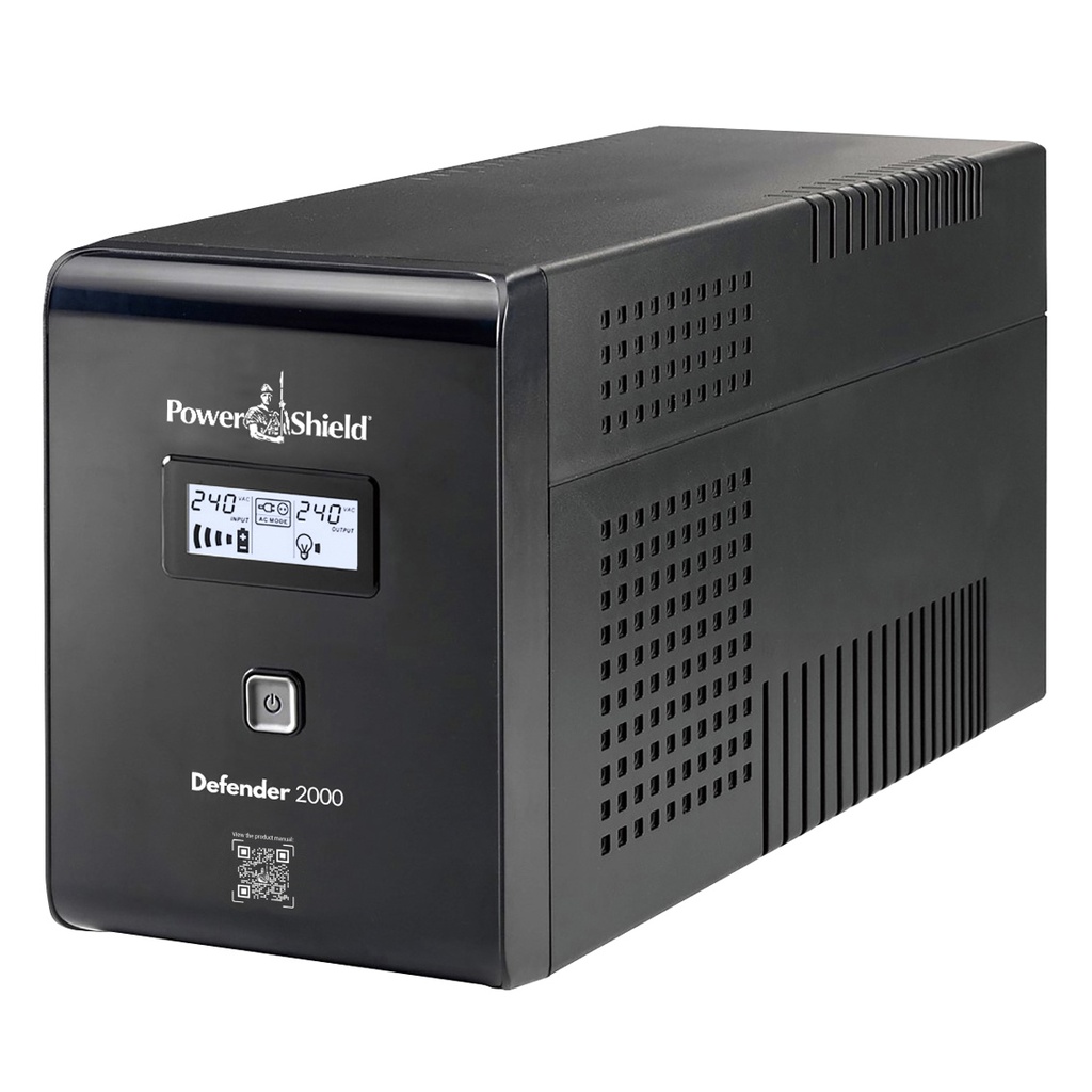 [9346909001191] 9346909001191 PowerShield Defender 2000VA UPS, AVR, LCD display, 4 AUS sockets, user-replaceable batteries, 2-year warranty