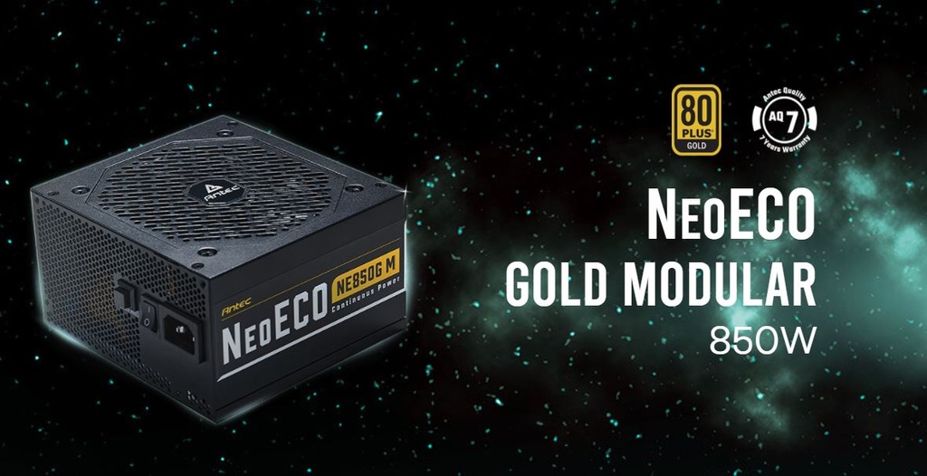 761345117623 Antec NE 850w 80+ Gold, Fully-Modular, LLC DC, 1x EPS 8PIN, 120mm Silent Zero RPM, Japanese Caps, ATX Power Supply, PSU, 600w PCI-E 5.0 rdy, 5yr Wty
