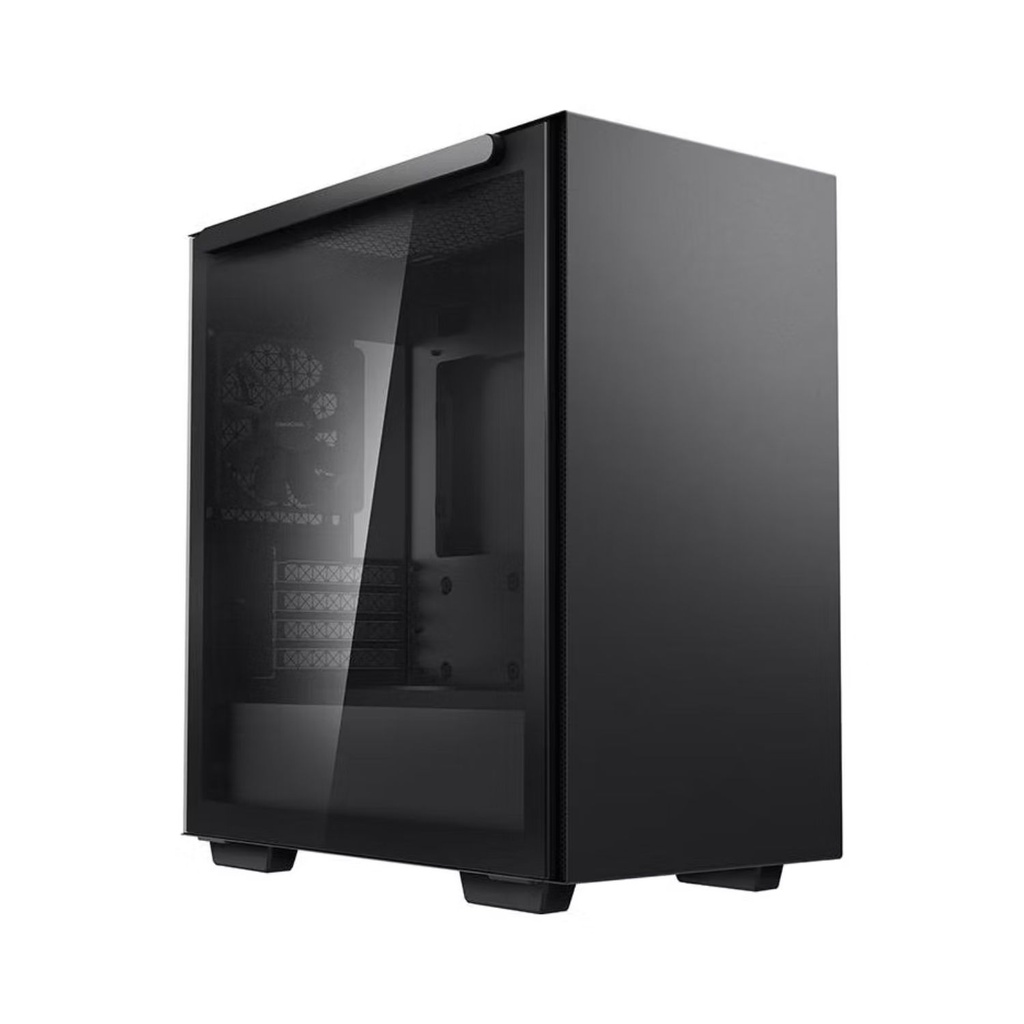 [6933412714385] 6933412714385 DeepCool MACUBE 110 Black Minimalistic Micro-ATX Case, Magnetic Tempered Glass Panel, Removable Drive Cage, Adjustable GPU Holder, 1xPreinstalled Fan