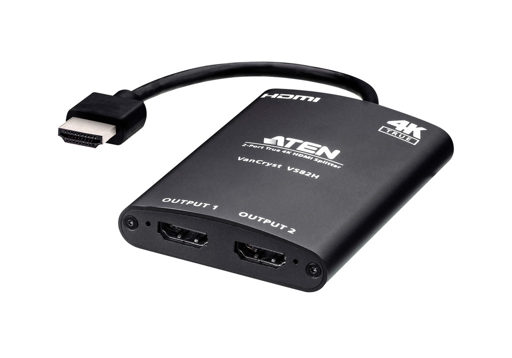 [4719264648076] 4719264648076 Aten Video Splitter 2 Port HDMI True 4K Compact Splitter, USB powered, auto-downscaling feature,