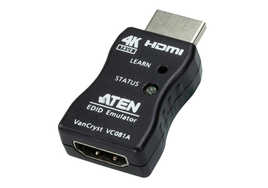 [4710469340314] 4710469340314 Aten VC081A True 4K HDMI EDID Emulator Adapter, Superior video quality up to 3840 x 2160 @ 60Hz (4:4:4), LED indicators, Powered by HDMI Source