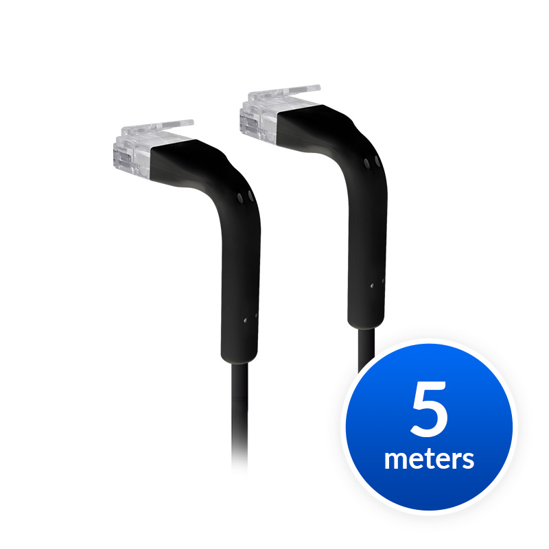 [810010071521] 810010071521 Ubiquiti UniFi Patch Cable Single Unit, 5m, Black, End Bendable to 90 Degree, RJ45 Ethernet Cable, Cat6, Ultra-Thin 3mm Diameter, 2Yr Warr