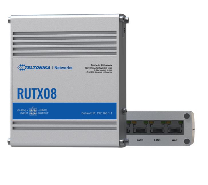[4779027312477] 4779027312477 Teltonika RUTX08 Industrial Ethernet Router, Next Gen VPN Router for Professional Applications, Quad-Core CPU, 256 MB RAM, PSU included
