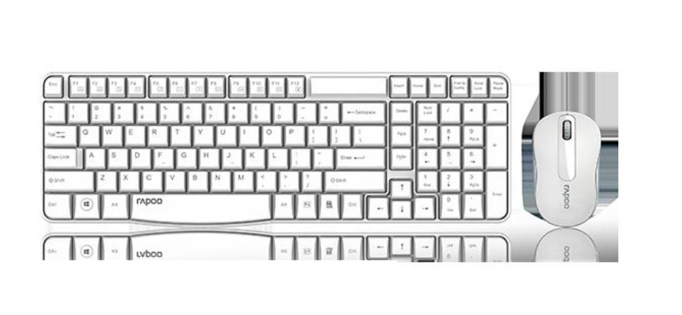 [6940056169037] 6940056169037 RAPOO X1800S 2.4GHz Wireless Optical Keyboard Mouse Combo Black - 1000DPI Nano Receiver 12m Battery (White) By Order