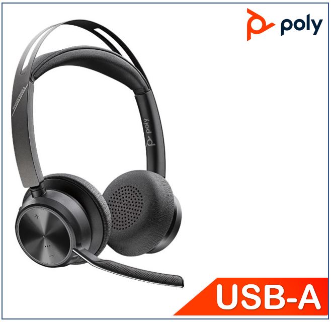 [IPP-VFOCUS2-C-USB-A] IPP-VFOCUS2-C-USB-A Plantronics/Poly Voyager Focus 2 UC Headset, Standard, USB-A, No Stand, up to 19 hours, Active Noise Canceling, Acoustic Fence, Stereo Sound, Mute Ale