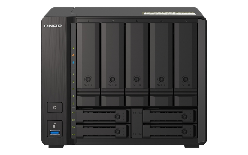 [4713213518663] 4713213518663 Qnap TS-h973AX 9-Bay NAS AMD Ryzen™ Embedded V1500B quad-core eight threads 2.2 GHz processor 32G Hot-swappable 2 x2.5GbE 1x10GBASE-T 4xUSB3.2 3YR WTY