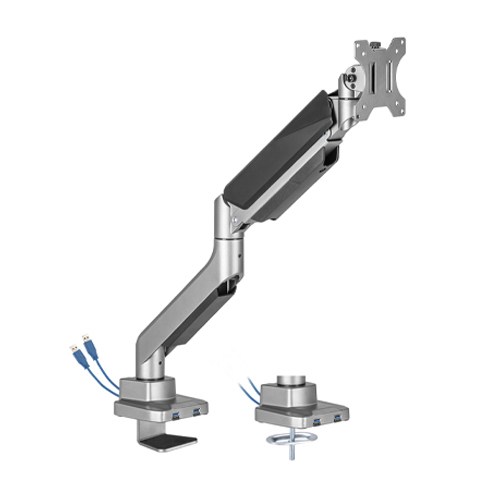 6956745164627 Brateck Single Monitor Economy Heavy-Duty Gas Spring Monitor Arm with USD3.1 Ports Fit Most 17"-35" Up 15kg (LS)