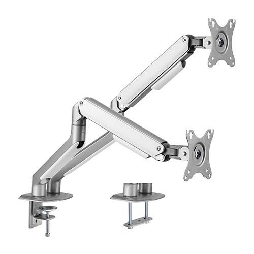 6956745165730 Brateck Dual Monitor Economical Spring-Assisted Monitor Arm Fit Most 17"-32" Monitors, Up to 9kg per screen VESA 75x75/100x100 Matte Grey (LS)