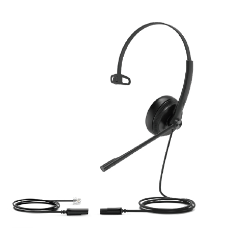 [6938818307100] 6938818307100 Yealink YHS34 Mono Wired Headset with QD to RJ Port, Wideband Noise-Canceling Headset, Monaural Ear, RJ9, QD Cord, Leather Ear Piece, Hearing Protecti
