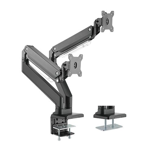 [6956745162111] 6956745162111 Brateck Dual Monitors Aluminum Heavy-Duty Gas Spring Monitor Arm Fit Most 17‘-35’ Monitors Up to 15kg per screen VESA 75x75/100x100