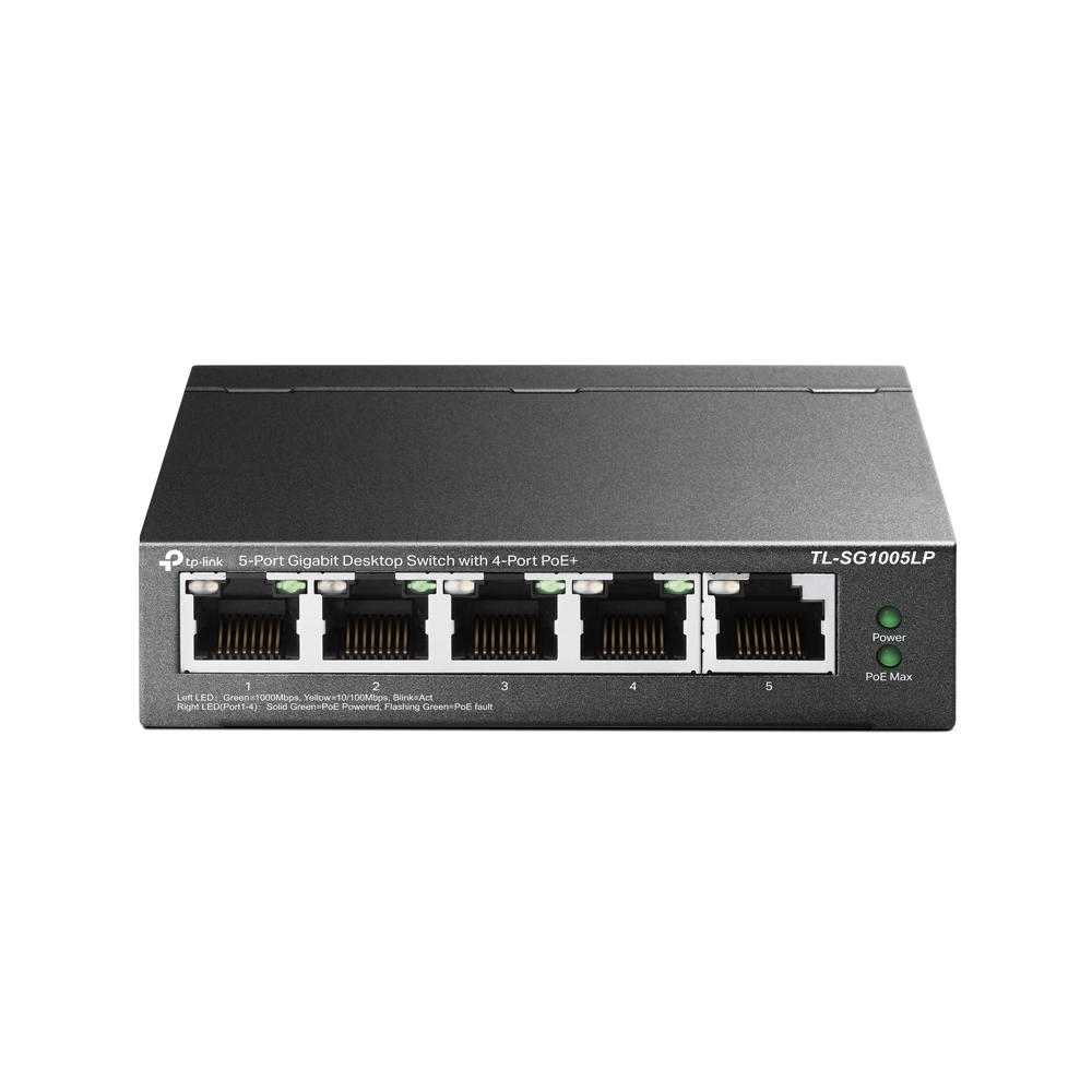 [6935364052720] 6935364052720 TP-Link TL-SG1005LP 5-Port Gigabit Desktop Switch with 4-Port PoE+, Up To 40W For all PoE Ports, Up To 30W Each Port