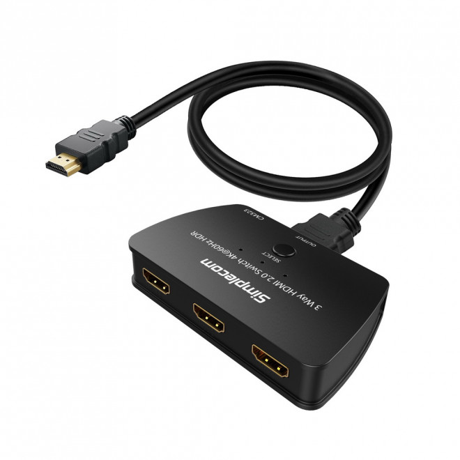 [9350414001300] 9350414001300 Simplecom CM323 3 Way HDMI 2.0 Switch 3 IN 1 OUT Ultra HD 4K 60Hz HDR HDCP 2.2