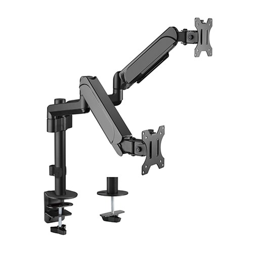 [6956745162395] 6956745162395 Brateck Dual Monitors Pole-Mounted Gas Spring Monitor Arm Fit Most 17"-32" Monitors Up to 9kg per screen VESA 75x75/100x100