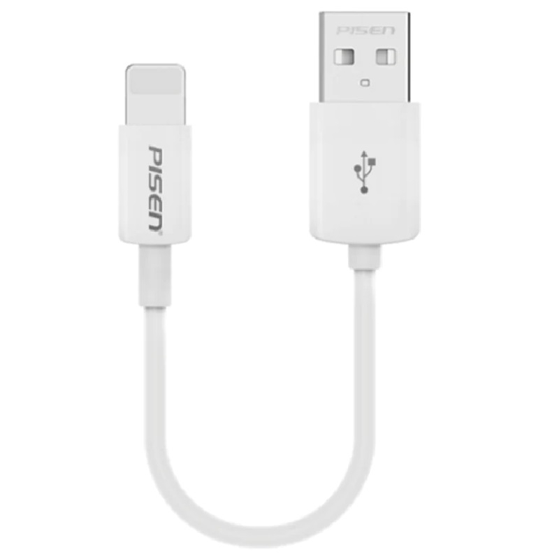[6902957366588-1] 6902957366588-1 Pisen Lightning to USB-A Cable (20cm) White - Support Both Fast Charging and Data Cable, Stretch-Resistant, Lightweight, Apple iPhone/iPad/MacBook