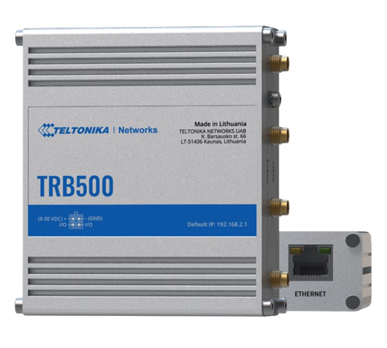 [4779051840236] 4779051840236 Teltonika TRB500 Industrial 5G Gateway, Ultra-high Cellular Speeds of up to 1 Gbps, Backward Compatible with 4G (LTE CAT 20) Network, PSU included