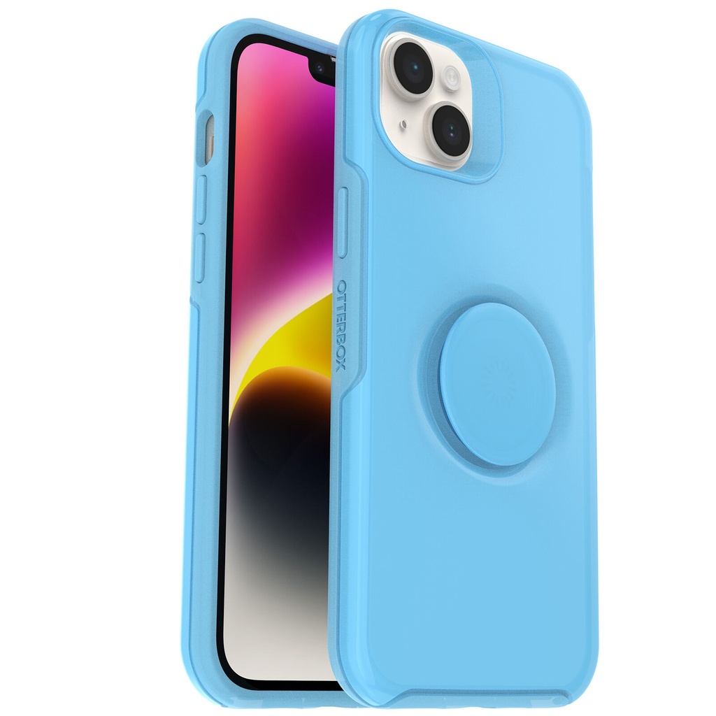 [840262383974] 840262383974 OtterBox Otter + Pop Symmetry Apple iPhone 14 Plus Case You Cyan This? (Blue)-(77-88783),DROP+ 3X Military Standard,Swappable PopGrip,7 Years Warranty