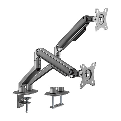 [6956745165723] 6956745165723 Brateck Dual Monitor Economical Spring-Assisted Monitor Arm Fit Most 17"-32" Monitors, Up to 9kg per screen VESA 75x75/100x100 Space Grey