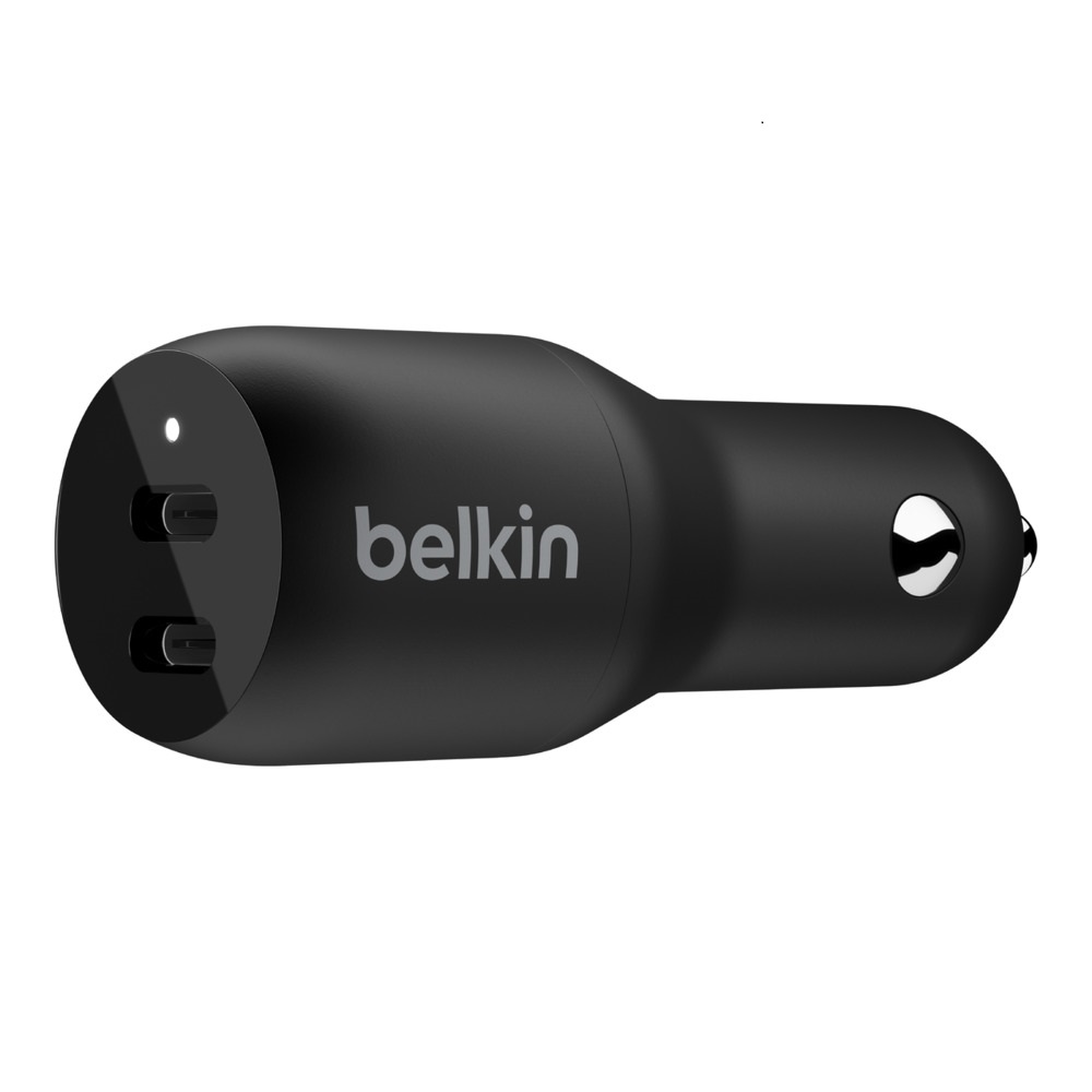[745883790432] 745883790432 Belkin BoostCharge Dual USB-C Car Charger 36W - Black (CCB002btBK), 2xUSB-C (18W), Dual Port Fast Charger, 2YR
