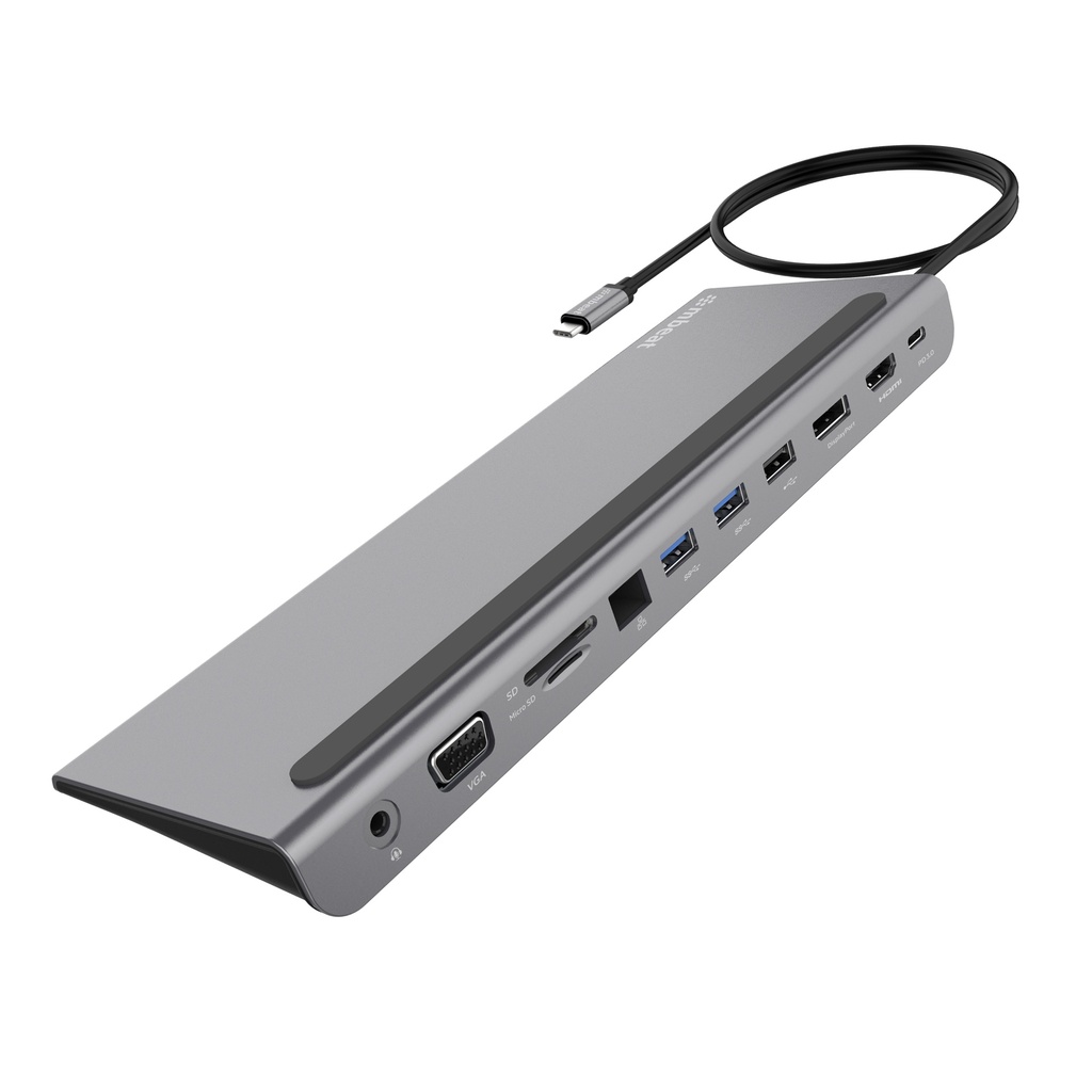 9346396003111 mbeat Elite Triple Display USB-C Docking Station with 100W Power Delivery 1xHDMI, 1x DisplayPort, 1x VGA, 2x USB 3.0, 1x USB 2.0, MicroSD, 1x RJ45