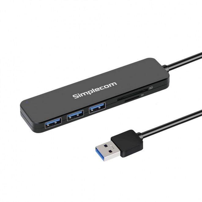9350414002437 Simplecom CH365 SuperSpeed 3 Port USB 3.0 (USB 3.2 Gen 1) Hub with SD MicroSD Card Reader