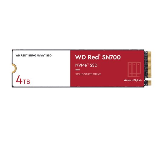 [718037891422] 718037891422 Western Digital WD Red SN700 4TB NVMe NAS SSD 3400MB/s 3100MB/s R/W 5100TBW 550K/520K IOPS M.2 Gen3x4 1.75M hrs MTBF 5yrs wty