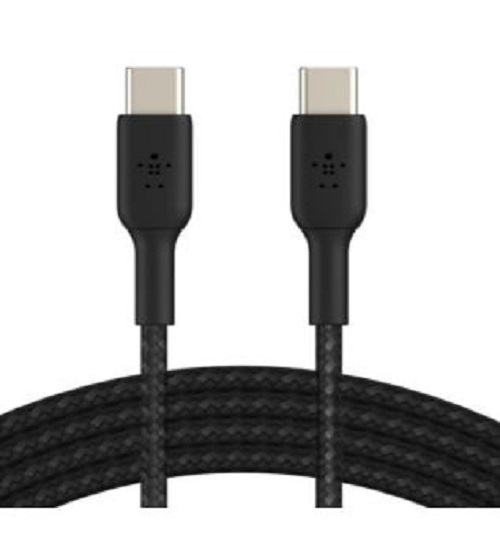 [745883842100] 745883842100 Belkin BoostCharge Braided USB-C to USB-C Cable (2m/6.6ft) - Black (CAB014bt2MBK),100W,480Mbps,30K+ bend,Samsung Galaxy,iPad,MacBook,Google,OPPO,Nokia