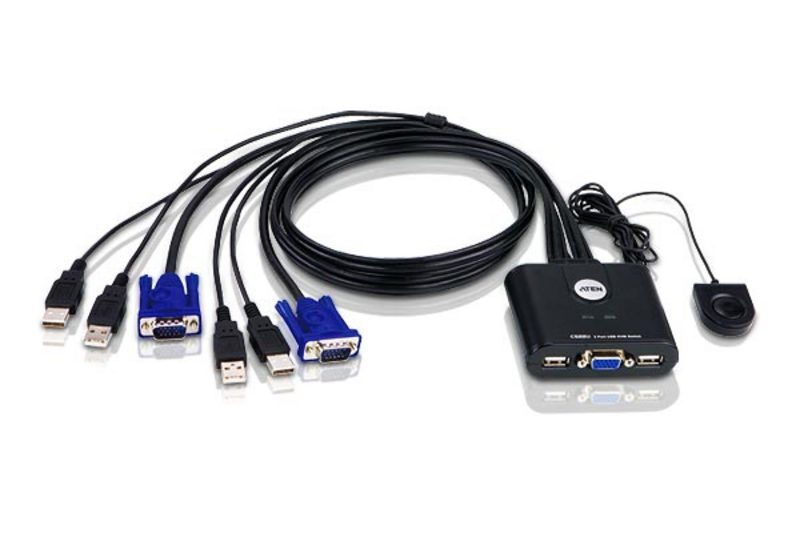 [4710423775978] 4710423775978 Aten Compact KVM Switch 2 Port Single Display VGA, Remote Port Selector, USB Hot-Plugging