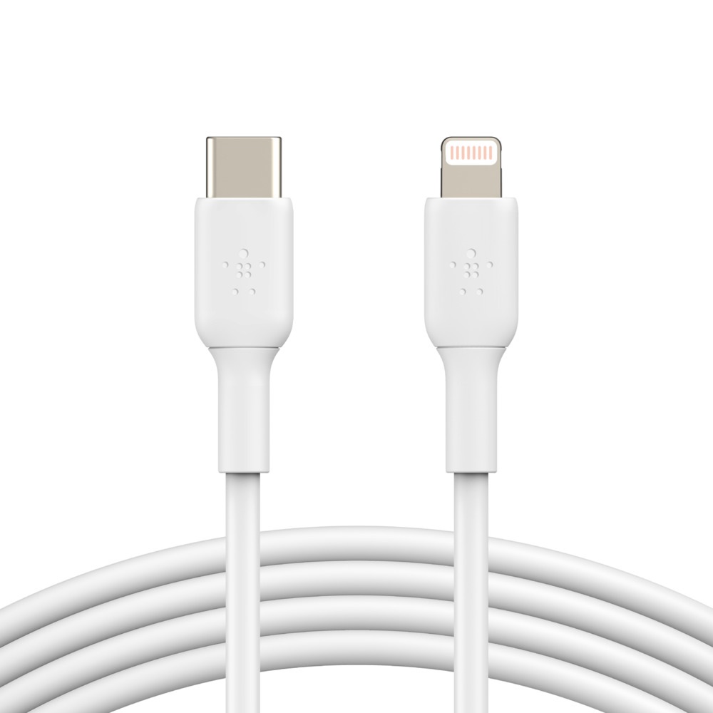 [745883788422] 745883788422 Belkin BoostCharge Lightning to USB-C Cable (1m/3.3ft) - White (CAA003bt1MWH), 480Mbps, 8K+ bend, Apple iPhone / iPad / Macbook, 2YR