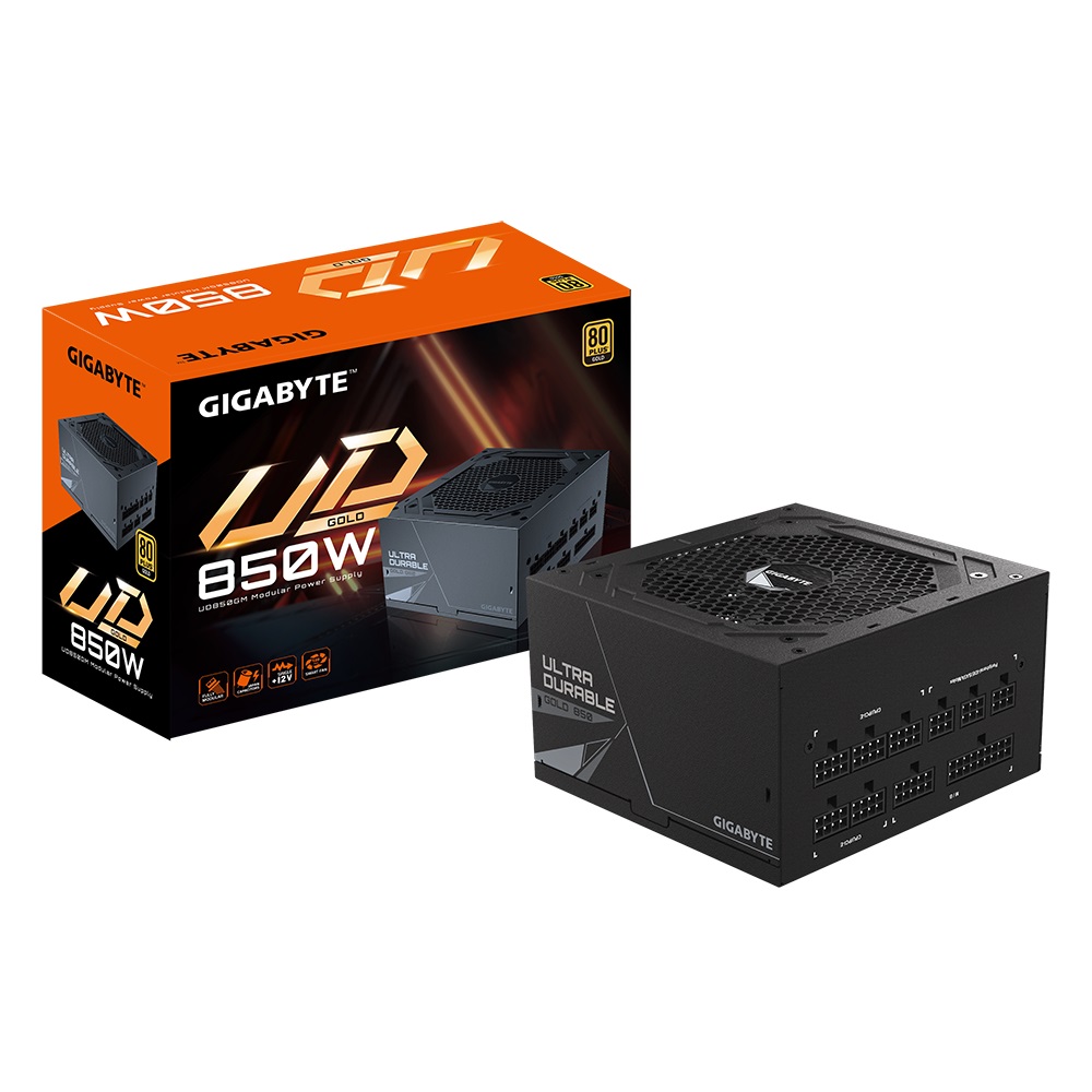 4719331552558 Gigabyte UD850GM 850W ATX PSU Power Supply  80+ Gold >90% 120mm Hydraulic Bearing(HYB)fan Black Flat Cables Single +12V Rail Japanese  >100K Hrs