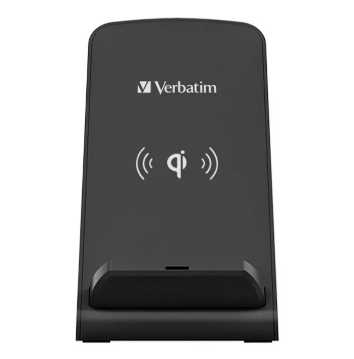 4895117965986 Verbatim Wireless Charging Stand 10W - Mobile Devices, Android, IOS, Apple, Samsung, Oppo, Nokia, Sony. Black, Qi Charge, OCP, FOD, OTP, OVP (LS)