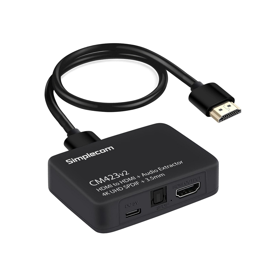 [9350414003014] 9350414003014 Simplecom CM423v2 HDMI Audio Extractor 4K HDMI to HDMI and Optical SPDIF + 3.5mm Stereo