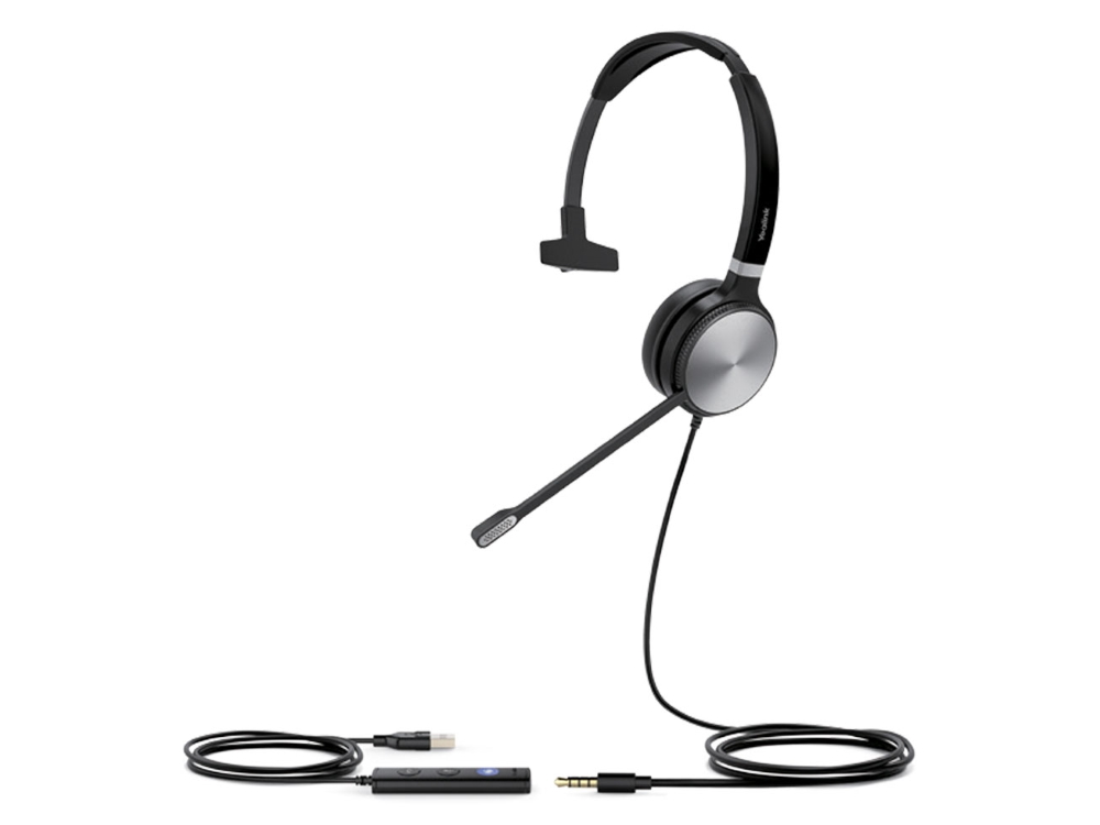 [6938818308107] 6938818308107 Yealink UH36 Mono USB Wired Headset, Noise Cancelling Headset, USB-C/3.5mm Connections, UC Designed, Simple Call Management, HD Voice,  LED
