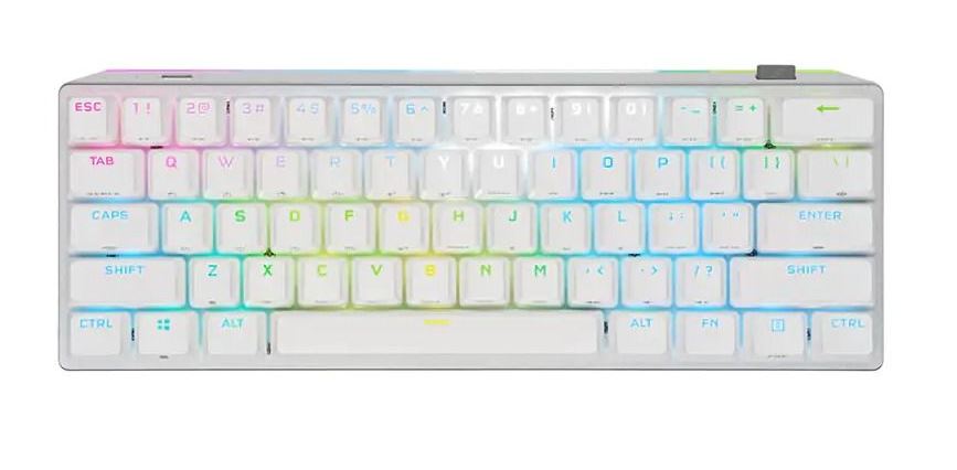 [840006660354] 840006660354 Corsair K70 PRO MINI WIRELESS RGB 60% Mechanical Gaming Keyboard, Backlit RGB LED, CHERRY MX SPEED, Black, White PBT Keycaps (LS)
