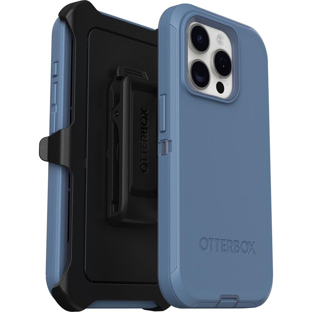 [840304744459] 840304744459 OtterBox Defender Apple iPhone 15 Pro (6.1") Case Baby Blue Jeans (Blue) - (77-94043), DROP+ 4X Military Standard, Multi-Layer, 7 Years Warranty