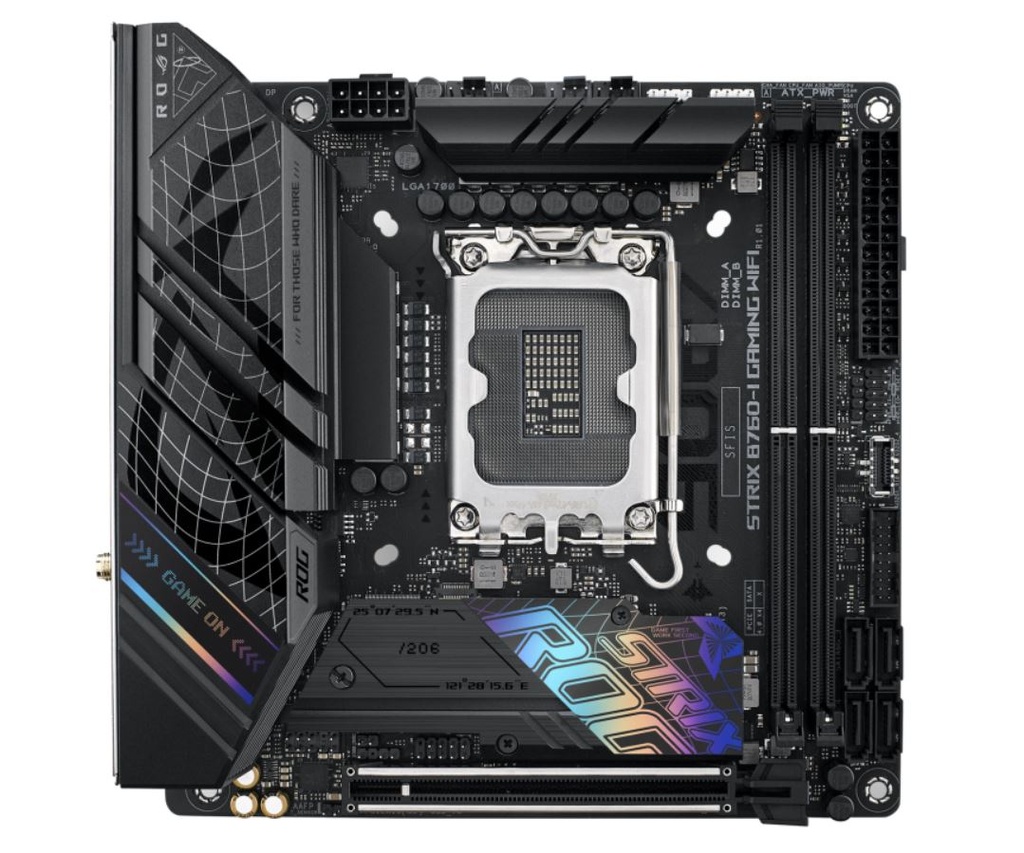 [4711081997665] 4711081997665 ASUS B760 ROG STRIX B760-I GAMING WIFI Intel LGA1700 Mini-ITX Motherboard 64GB, 2xDDR5,1xPCIe 5.0 x16, 2xM.2, 4 xSATA,2.5Gb Ethernet,Wi-Fi 6E