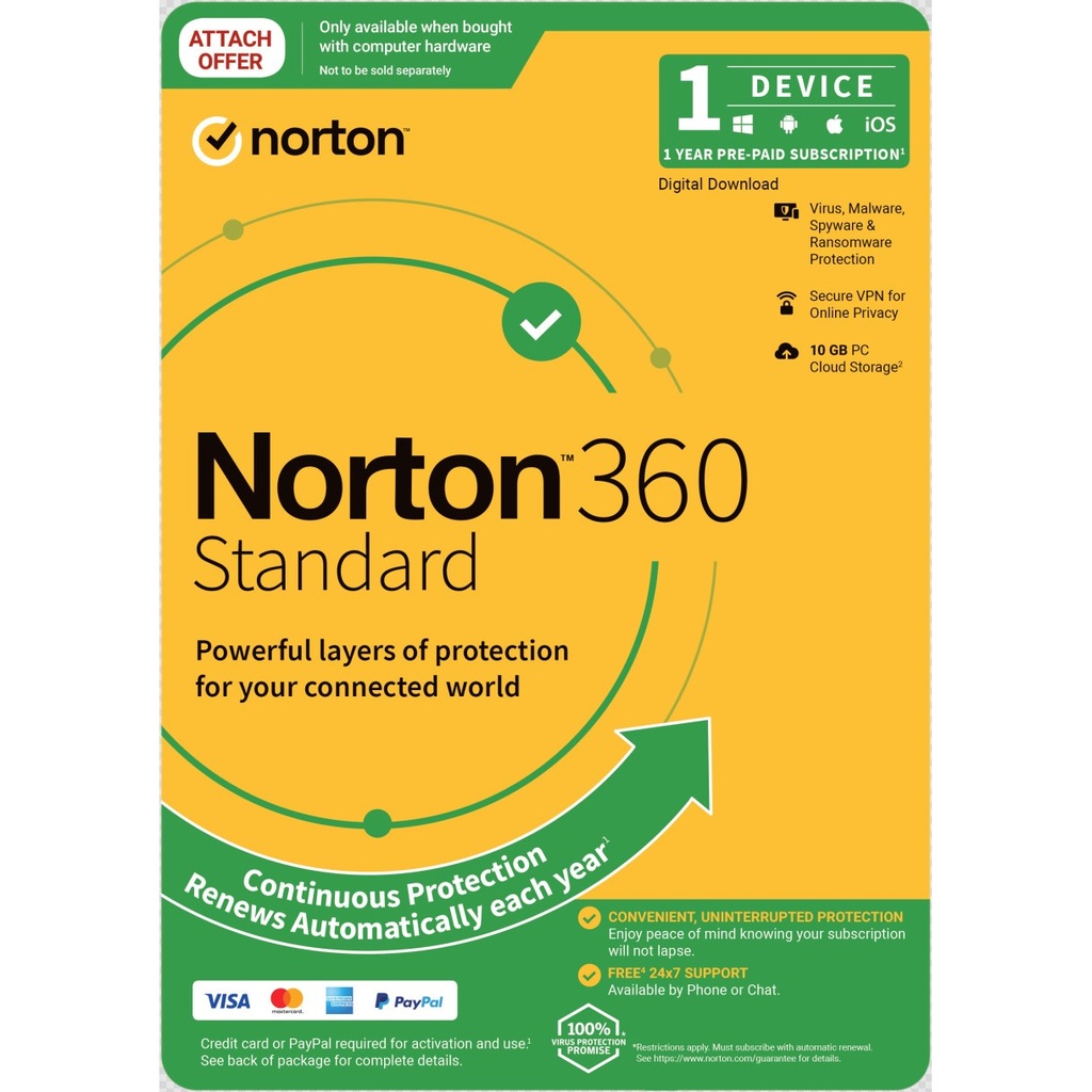 21432798 Norton 360 Standard 10GB AU 1 User 1 Device, 12 Months, Digital Key  via Email (Available on Leader Cloud)