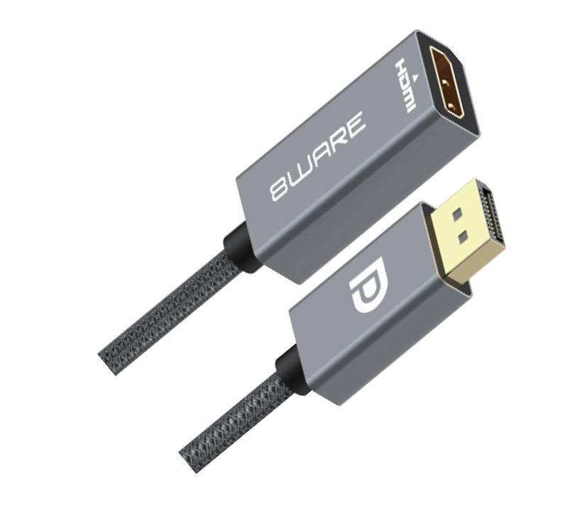 [744109262586] 744109262586 8ware DisplayPort DP to HDMI Adapter Converter Cable 15cm - Male to Female 1080P Gold-Plated for PC/Laptop to HDTVs Projectors Displays Retail Pack