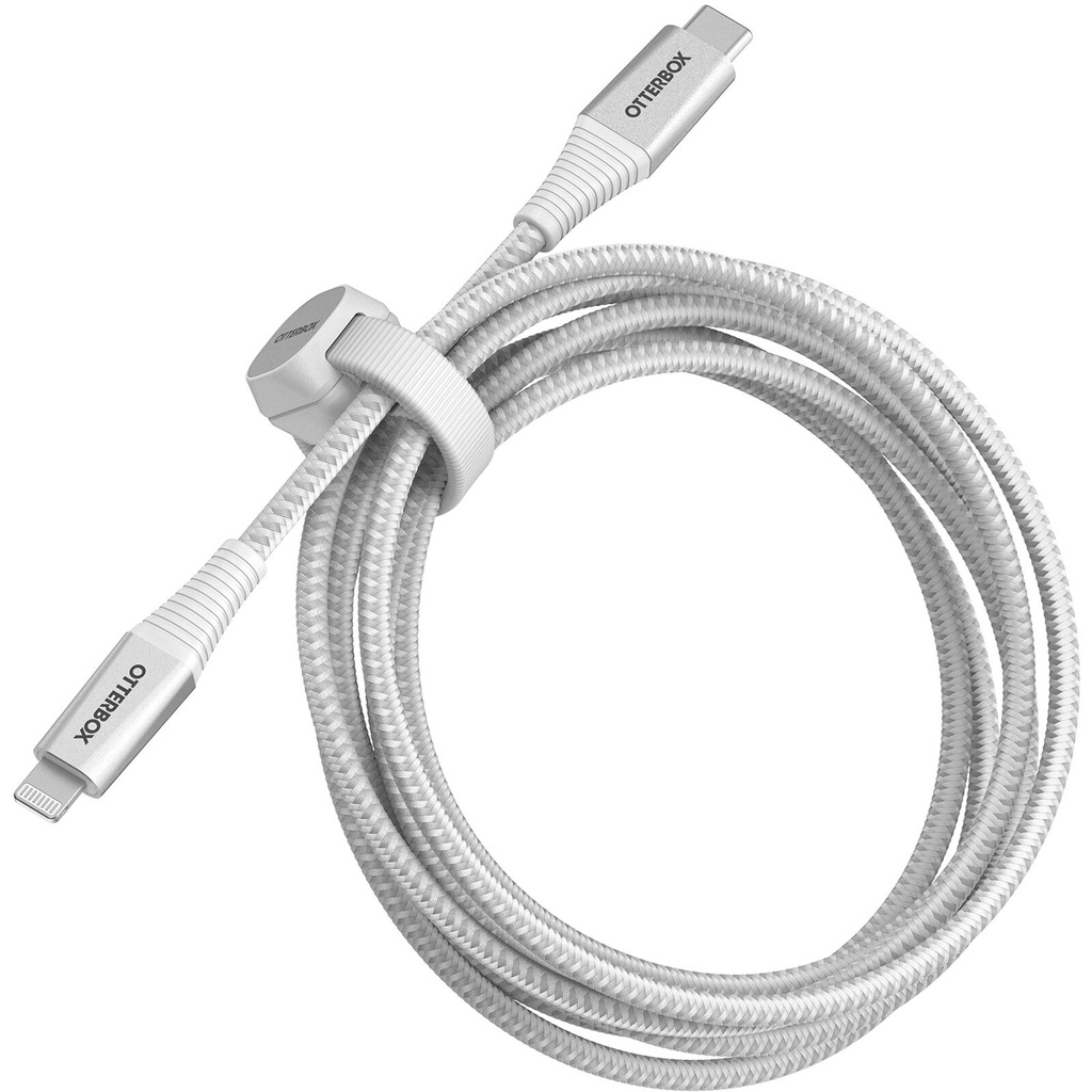 [840262378888] 840262378888 OtterBox Lightning to USB-C Fast Charge Premium Pro Cable (2M) - White (78-80891), 3 AMPS (60W), MFi, 30K Bend/Flex,Braided, 2 Years Warranty