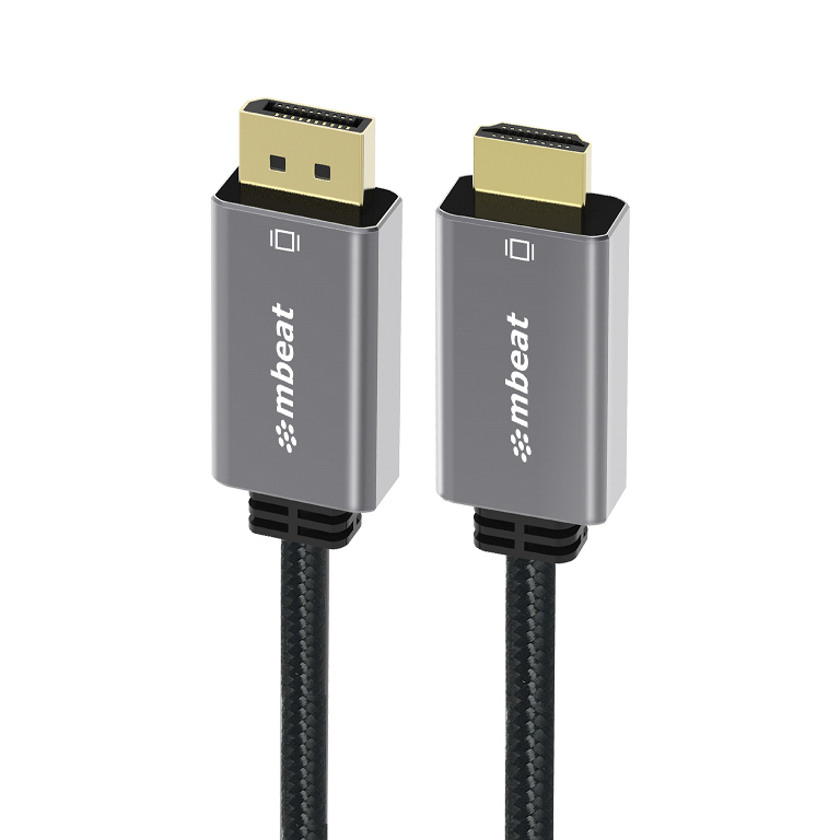 [9346396003289] 9346396003289 mbeat Tough Link 1.8m 4K/60Hz Display Port to HDMI Cable -  Connects DisplayPort to HDMI 4K@60Hz (3840×2160), Gold Plated, Aluminium,  Nylon Braided