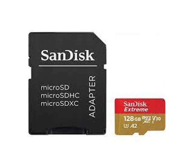 [619659189488] 619659189488 SanDisk Extreme microSDXC, SQXAA 128GB, V30, U3, C10, A2, UHS-I, 190MB/s R, 90MB/s W, 4x6, SD adaptor, Lifetime Limited, Action Cam