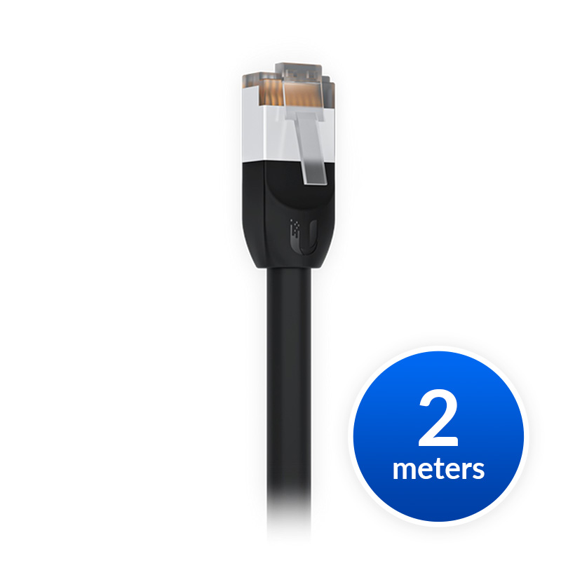 [810010077400] 810010077400 Ubiquiti UniFi Patch Cable Outdoor 2M Black, Single Unit All-weather, RJ45 Ethernet Cable, Category 5e, Weatherproof, 2Yr Warr
