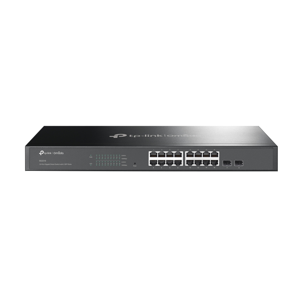 [6935364006419] 6935364006419 TP-Link SG2218 JetStream 16-Port Gigabit Smart Switch with 2 SFP Slots, Support Omada SDN, L2/L3/L4 QoS, Static Routing,Rack Mountable