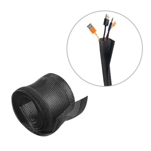 [6956745166119] 6956745166119 Brateck Flexible Cable Wrap Sleeve with Hook and Loop Fastener (135mm/5.3" Width) Material Polyester Dimensions 1000x135mm -  Black(LS)