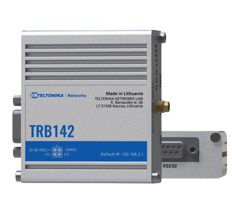 [4779027312385] 4779027312385 Teltonika TRB142 Industrial Rugged LTE RS232 Gateway, 4G/LTE (Cat 1), Equipped with RS232, Compatible with Industrial DNP3, PSU included